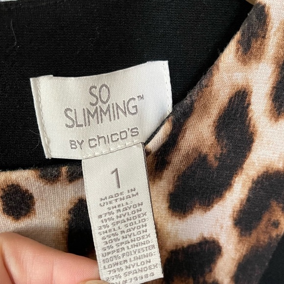 So Slimming by Chico’s| Animal Print Black Midi Dress, Leopard Print•••Size M - Picture 8 of 10